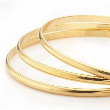 18ct Heavy Yellow Gold Plated Plain 3mm Triple Bangle Set-1