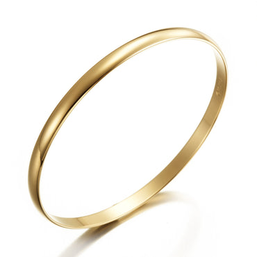 18ct Heavy Yellow Gold Plated Plain Bangle - USA Made-1