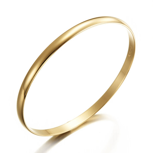 18ct Heavy Yellow Gold Plated 5mm Plain Bangle - USA Made-0