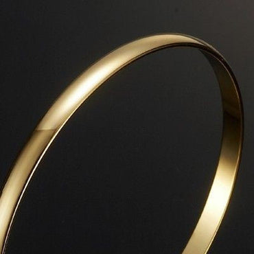 18ct Heavy Yellow Gold Plated 5mm Plain Bangle - USA Made-1