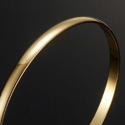 18ct Heavy Yellow Gold Plated Plain Bangle - USA Made-0