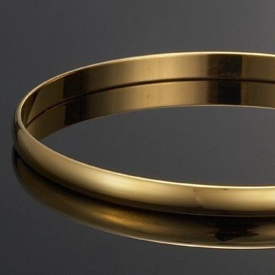 18ct Heavy Yellow Gold Plated 5mm Plain Bangle - USA Made-2