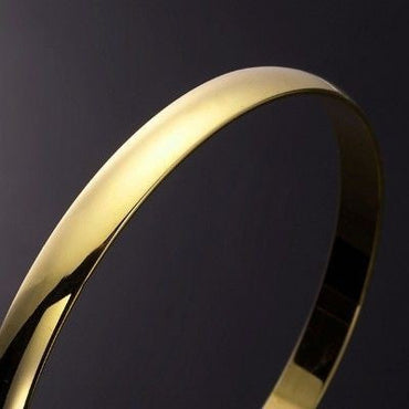 7mm Wide 18ct Heavy Yellow Gold Plated Plain Bangle - USA Made-1