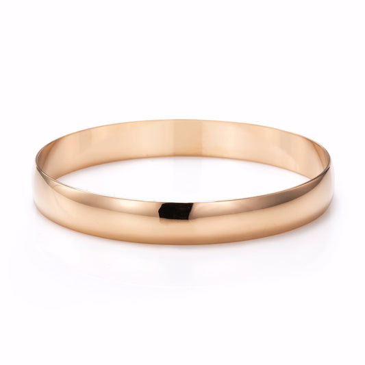 10mm Wide 18ct Heavy Rose Gold Plated Plain Bangle - USA Made-0