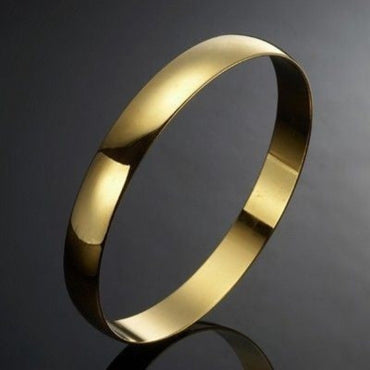 18ct Heavy Yellow Gold Plated Plain Bangle - USA Made-1