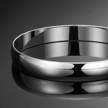 925 Sterling Silver Plated 10mm Plain Bangle - USA Made-1