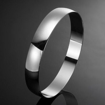 Extra Wide 925 Sterling Silver Plated 13mm Wide Plain Bangle - USA Made-2