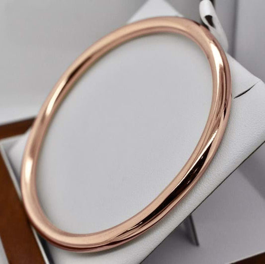 18ct Heavy Rose Gold Plated Classic 5mm Wide Solid Golf Bangle-0