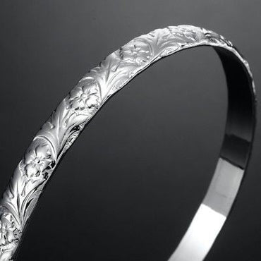 925 Sterling Silver Plated Embossed Filigree Women's Bangle - USA Made-1