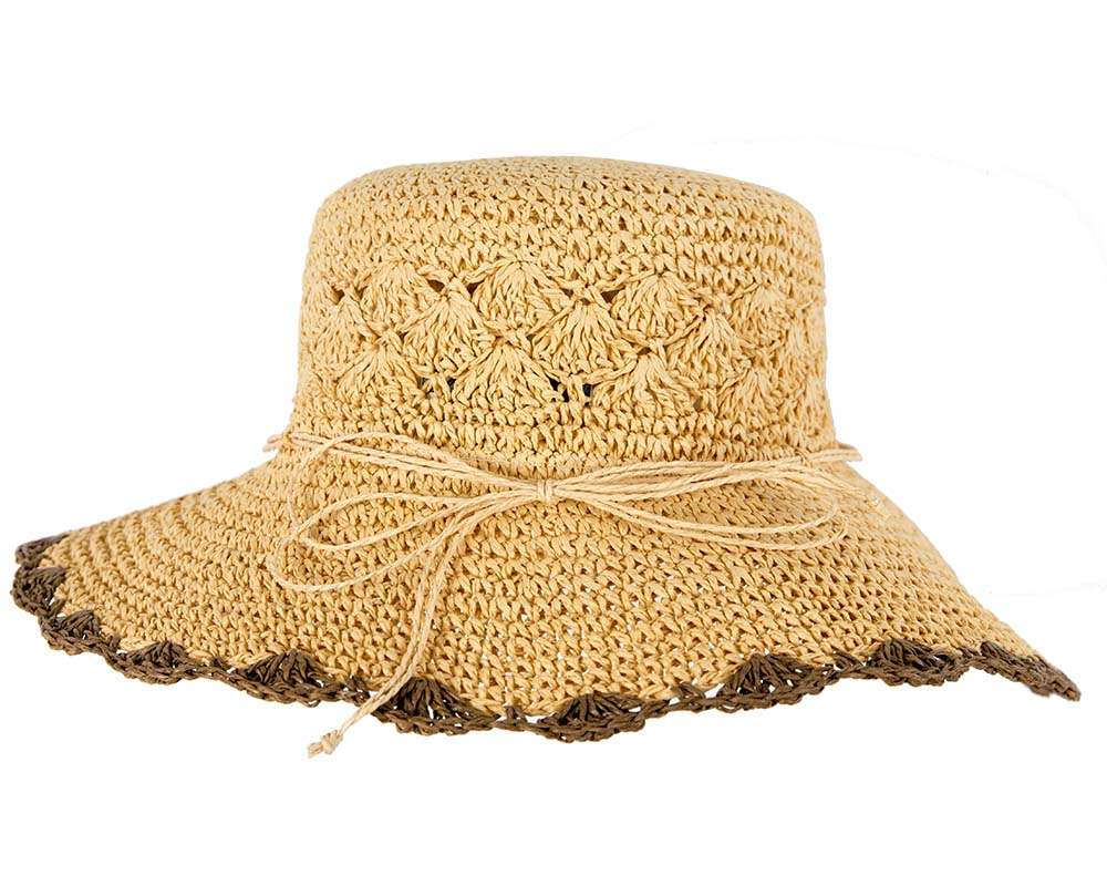 Soft wide brim ladies summer casual beach hat CS016NT-3