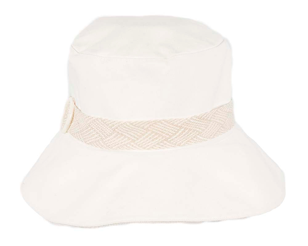 White ladies wide brim summer beach hat-3