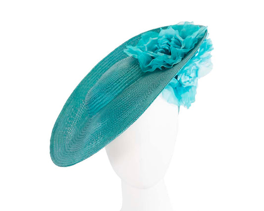 Large turquoise racing fascinator hat-0