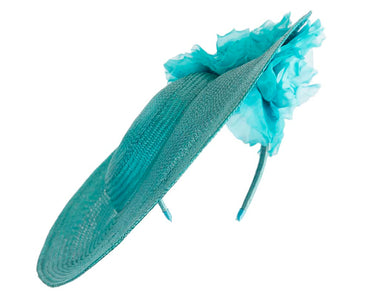 Large turquoise racing fascinator hat-1
