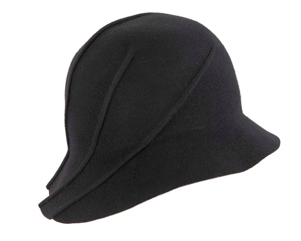 Black winter fashion bucket hat by Cupids Millinery-5