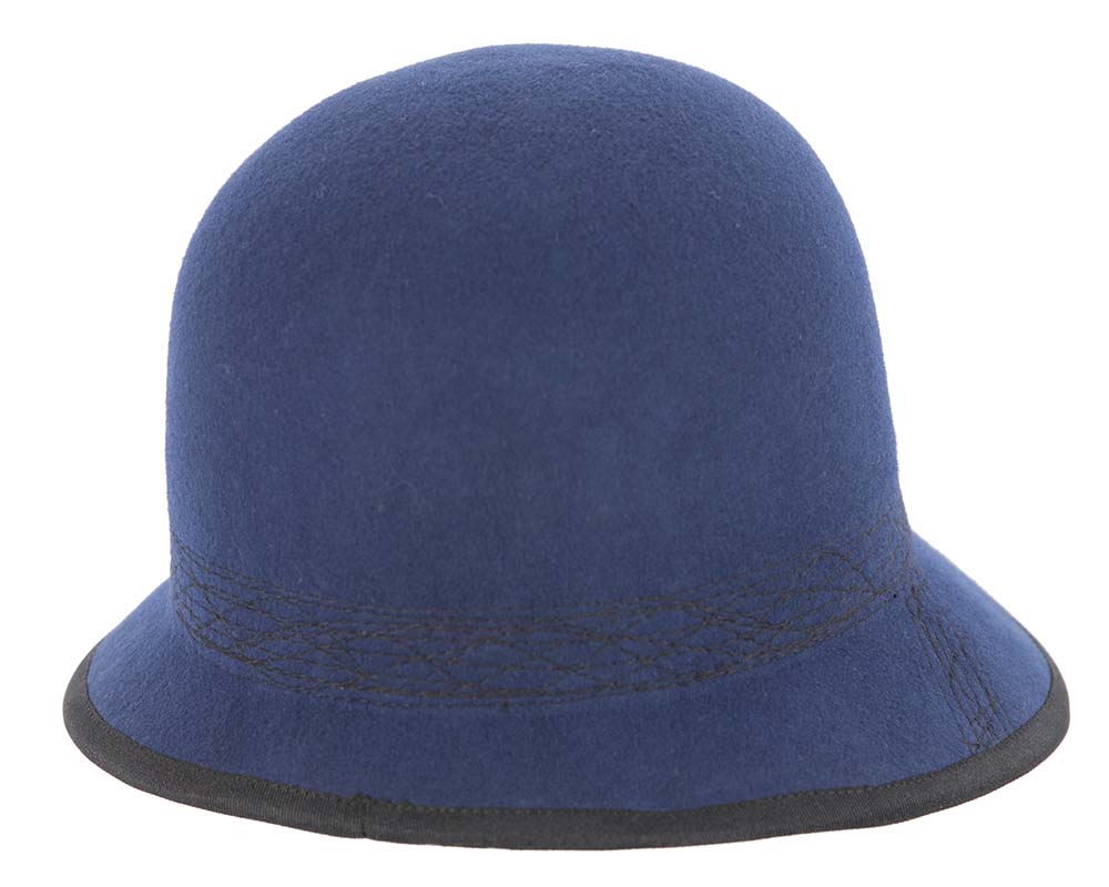 Navy ladies winter bucket hat by Cupids Millinery-5