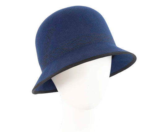Navy ladies winter bucket hat by Cupids Millinery-0