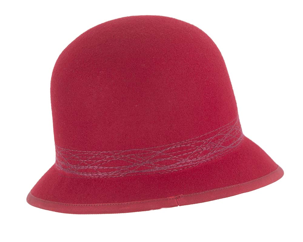 Red ladies winter bucket hat by Cupids Millinery