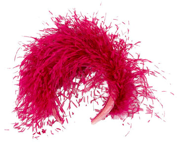 Bespoke fuchsia headband with оstriсh feathers by Cupids Millinery