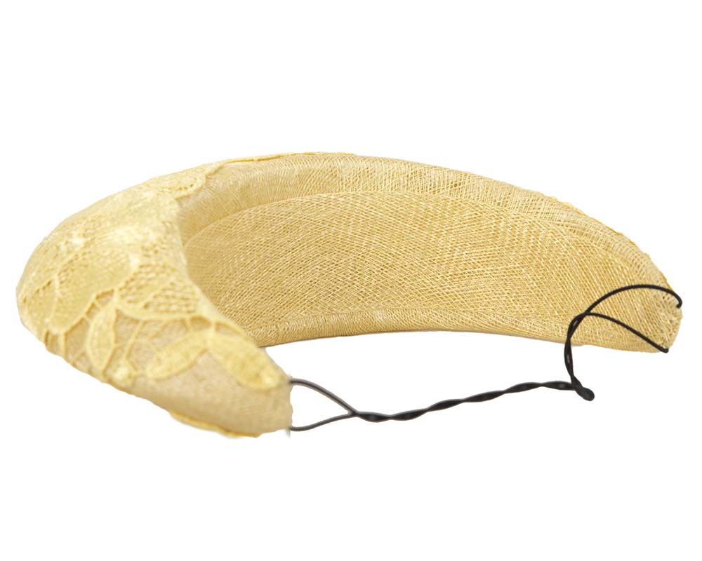 Bespoke yellow headband racing fascinator by Cupids Millinery