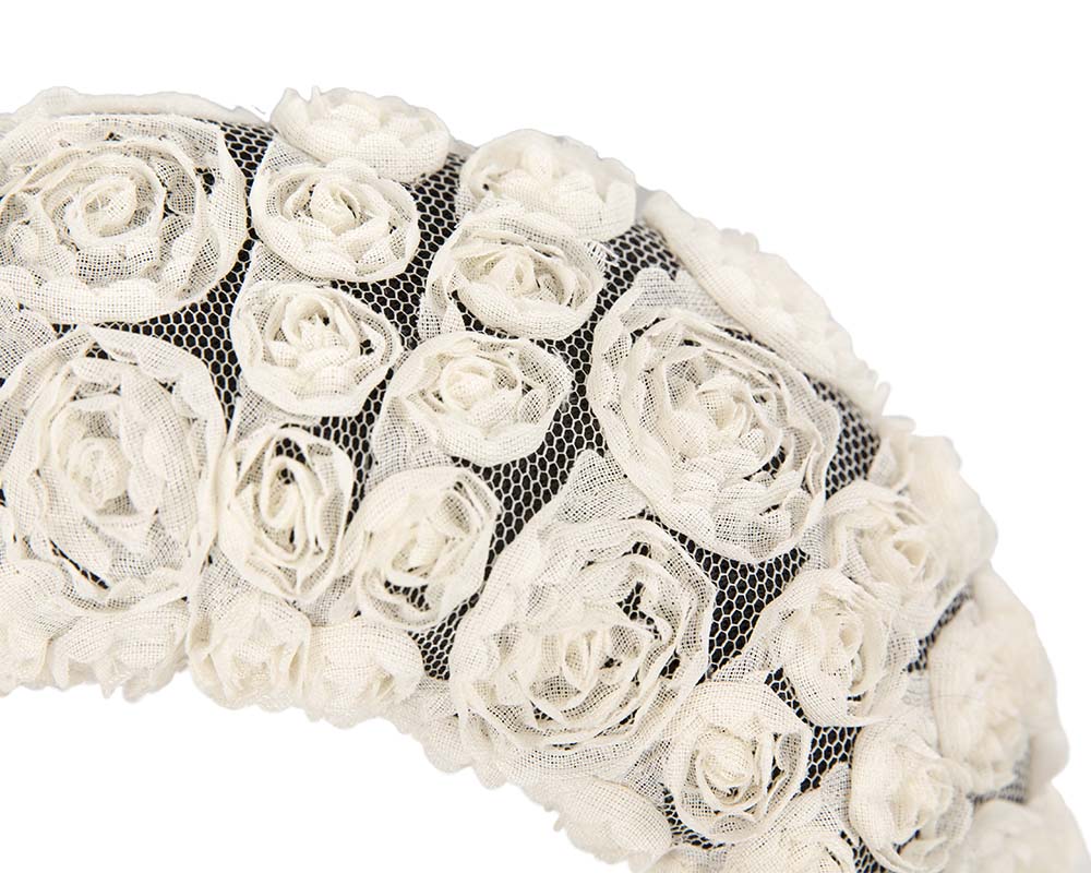 Bespoke cream headband racing fascinator by Cupids Millinery-3