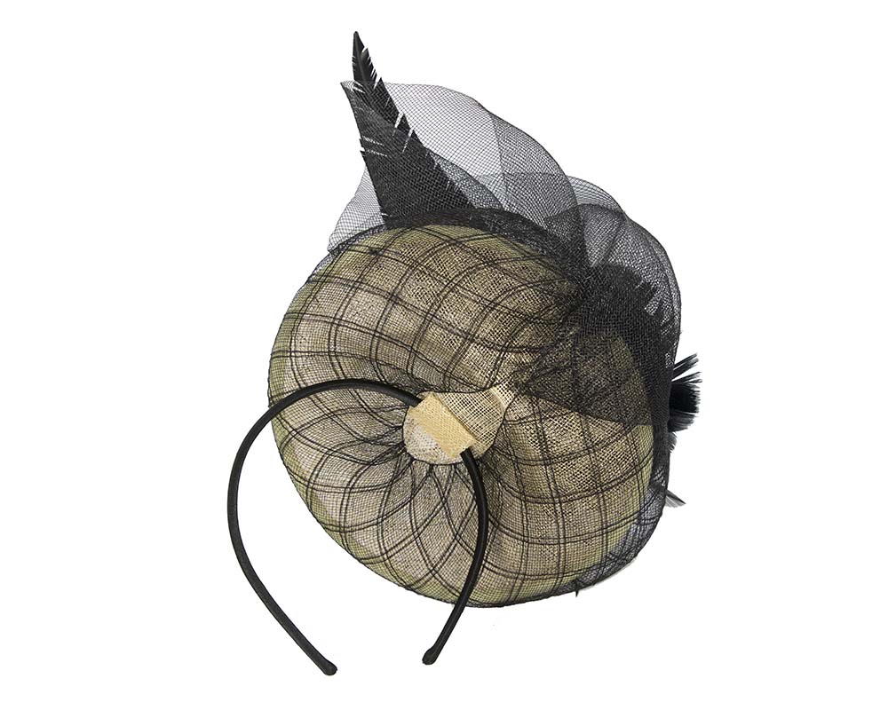 Yellow & black racing fascinator by Cupids Millinery Melbourne-3