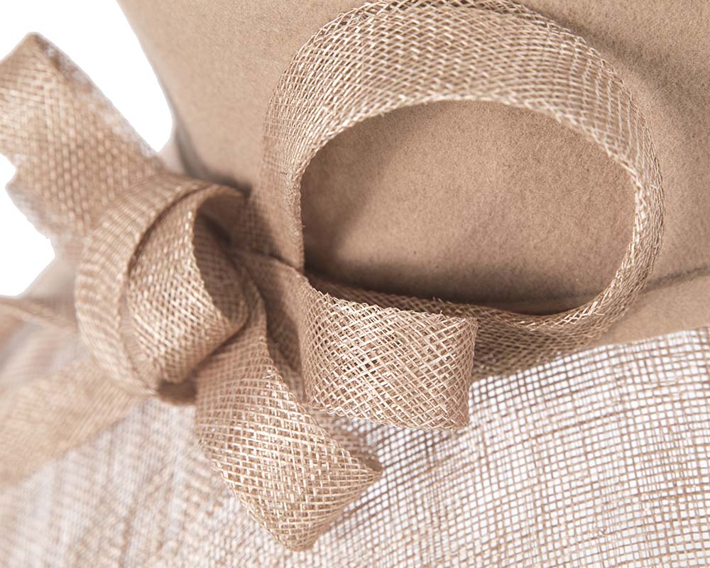 Beige ladies winter fashion hat by Cupids Millinery