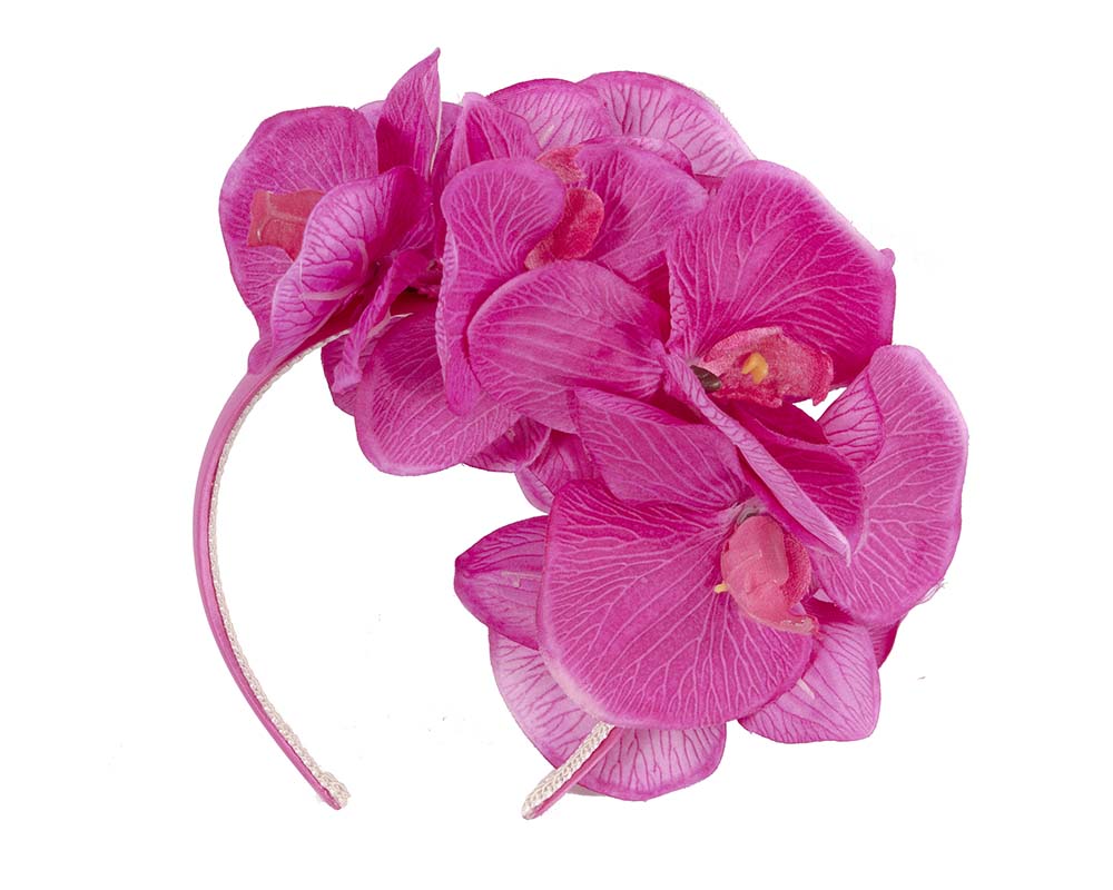 Bespoke fuchsia orchid flower headband by Fillies Collection CU391-3