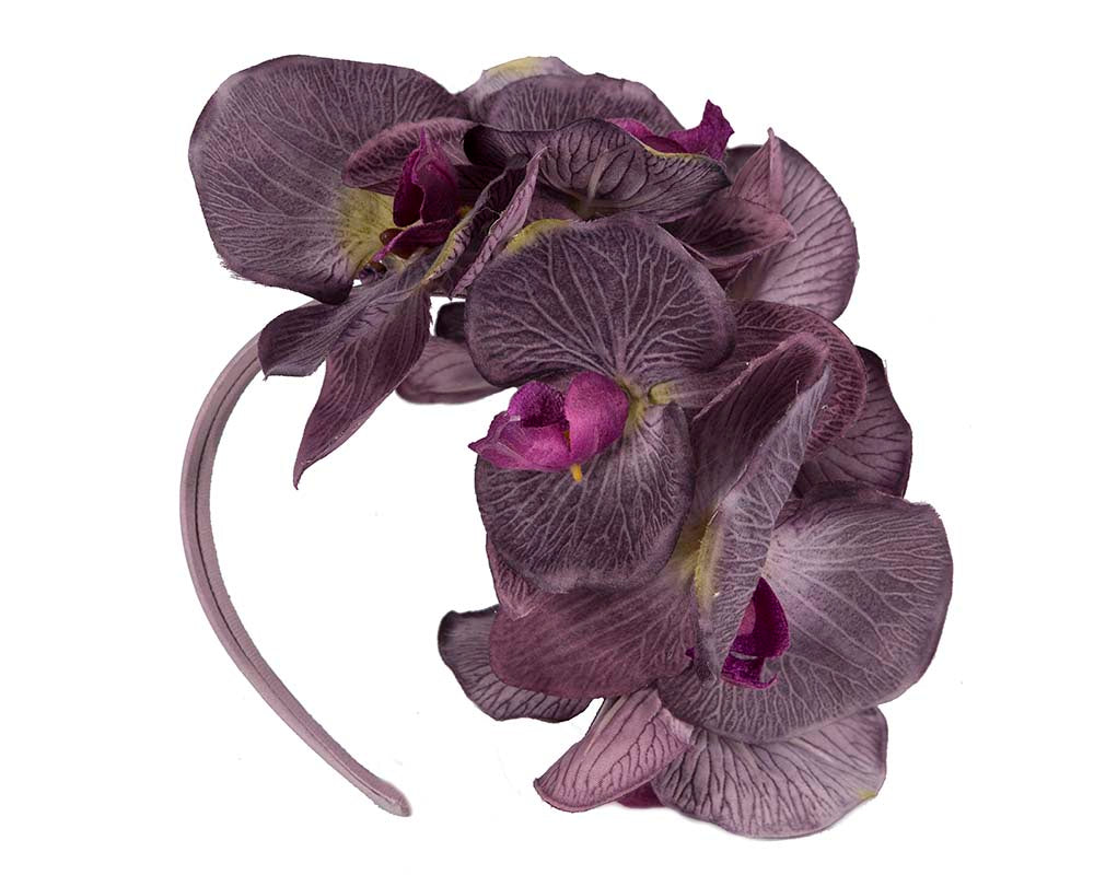 Bespoke purple orchid flower headband by Fillies Collection-3