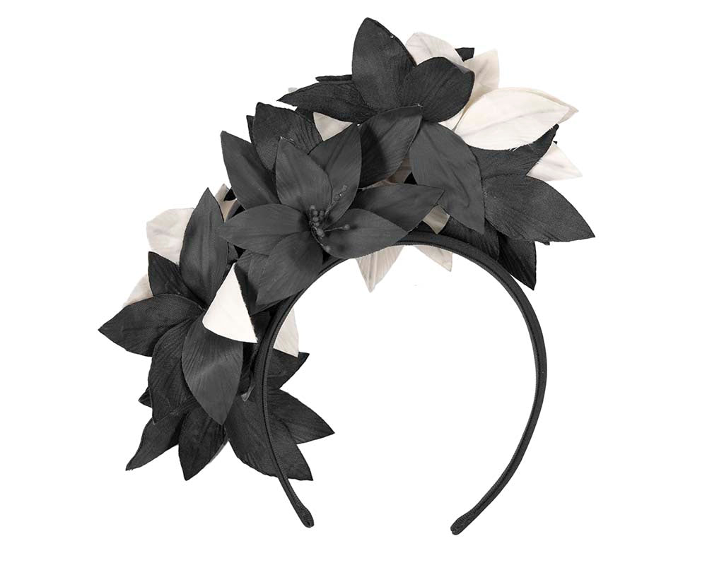 Black & Cream flower fascinator by Cupids Millinery
