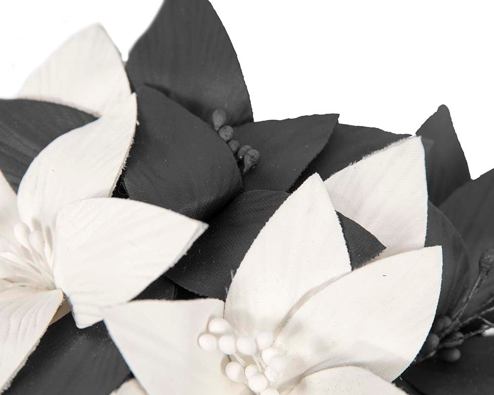 Black & Cream flower fascinator by Cupids Millinery