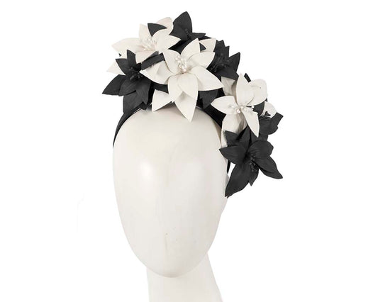 Black & Cream flower fascinator by Cupids Millinery