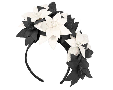 Black & Cream flower fascinator by Cupids Millinery