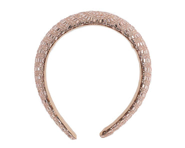 Rose gold crystal covered fascinator headband by Max Alexander-1