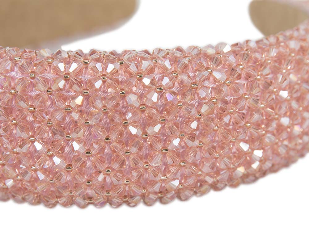 Pink crystals fascinator headband by Cupids Millinery CU441