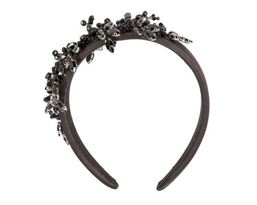 Black crystals fascinator headband by Cupids Millinery CU443