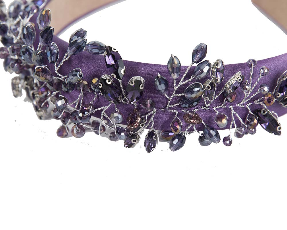 Purple crystals fascinator headband by Cupids Millinery