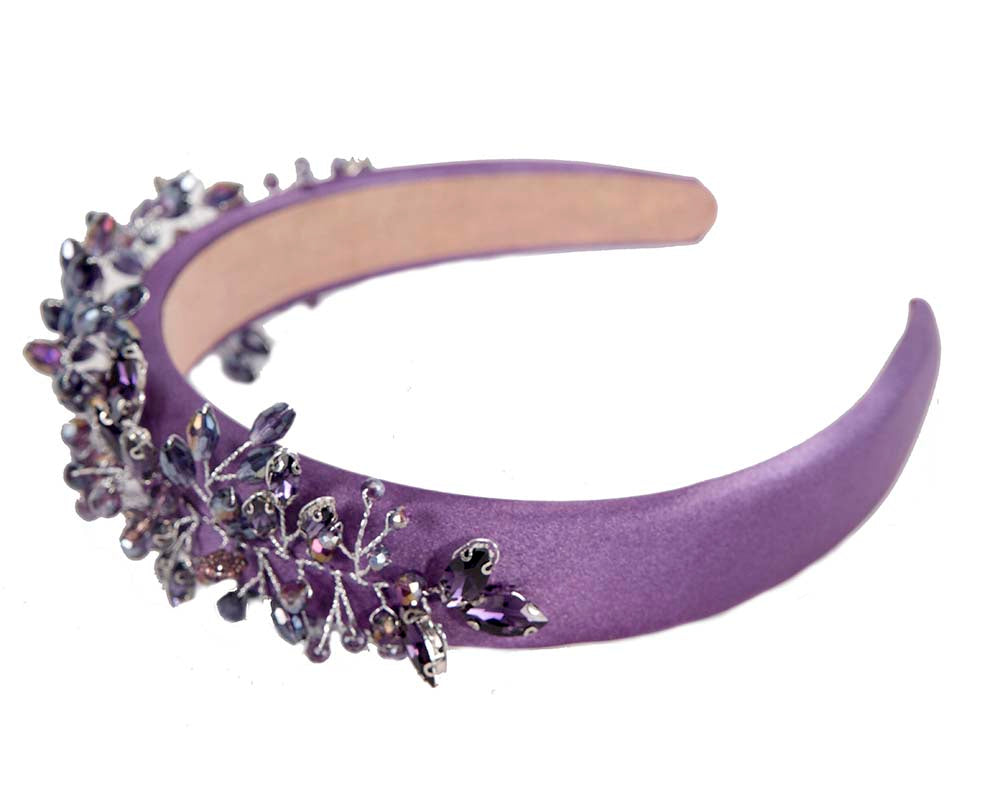 Purple crystals fascinator headband by Cupids Millinery