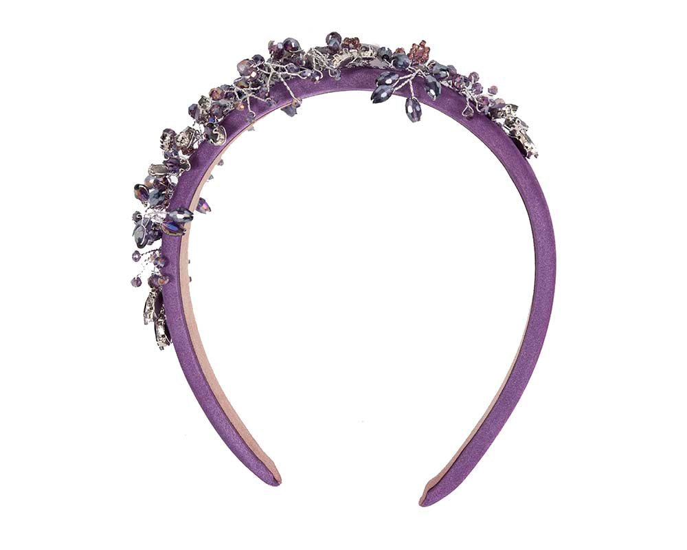Purple crystals fascinator headband by Cupids Millinery