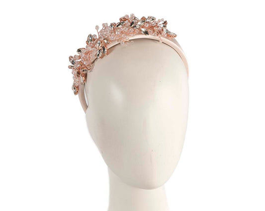Rose Gold crystals fascinator headband by Cupids Millinery-0