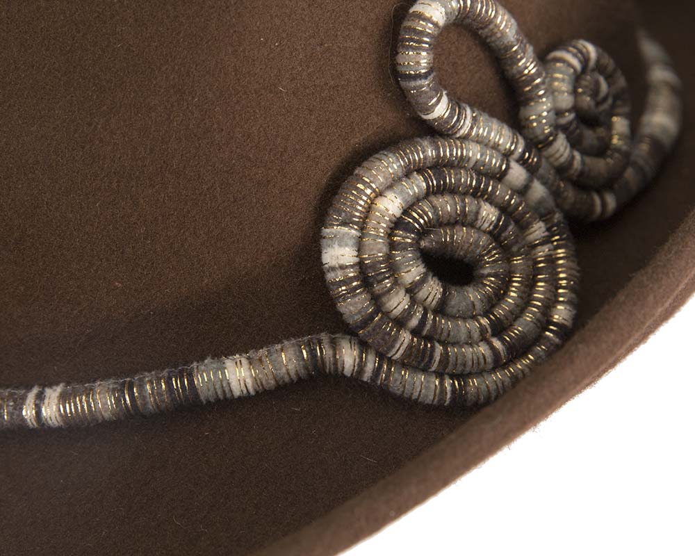 Elegant brown felt fedora hat