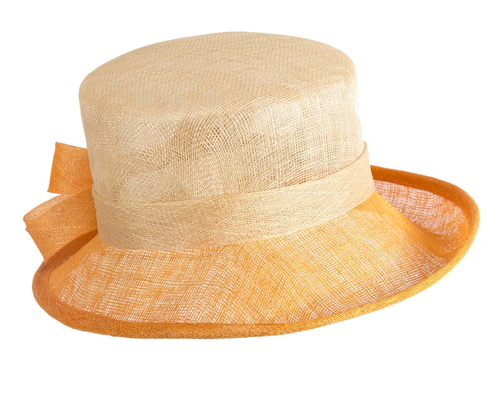 Elegant sinamay nude & orange hat