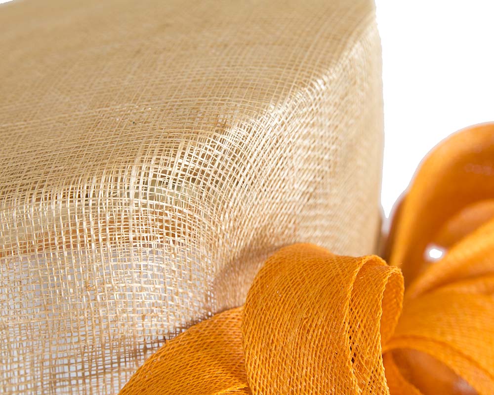 Elegant sinamay nude & orange hat