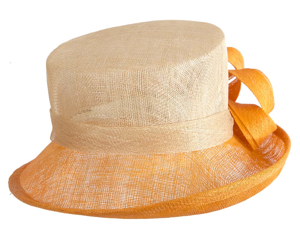 Elegant sinamay nude & orange hat