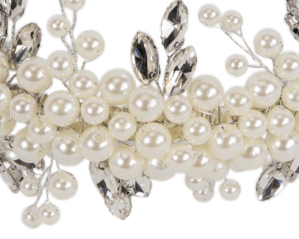Cream pearl & crystals fascinator headband by Cupids Millinery-2