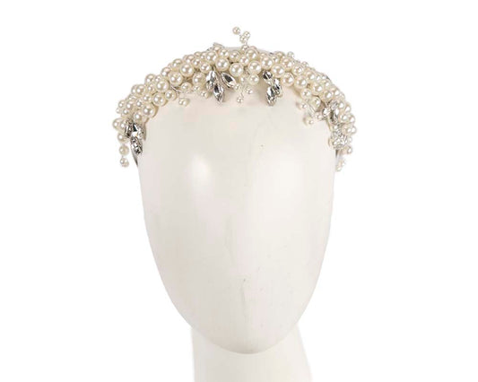Cream pearl & crystals fascinator headband by Cupids Millinery-0