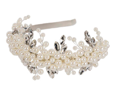 Cream pearl & crystals fascinator headband by Cupids Millinery-1