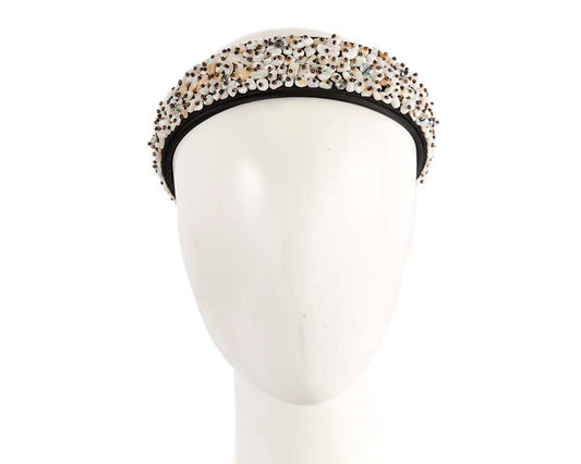 White stones fascinator headband by Max Alexander-0