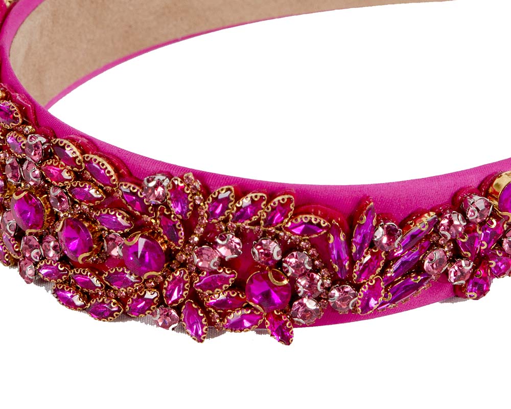 Shiny fuchsia fascinator headband by Max Alexander