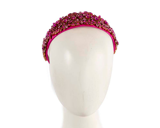 Shiny fuchsia fascinator headband by Max Alexander