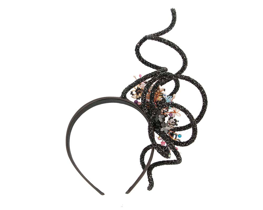 Exclusive black racing fascinator by Cupids Millinery-3